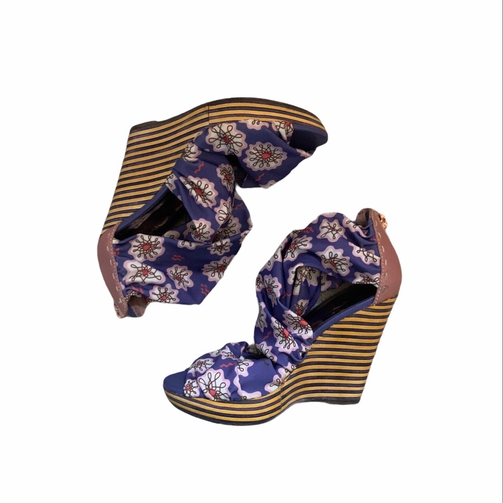 Zandra Rhoads Floral/Striped Wedges, Size 37